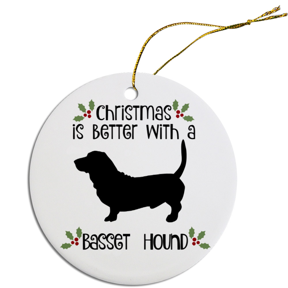 Breed Specific Round Christmas Ornament Bassett Hound
